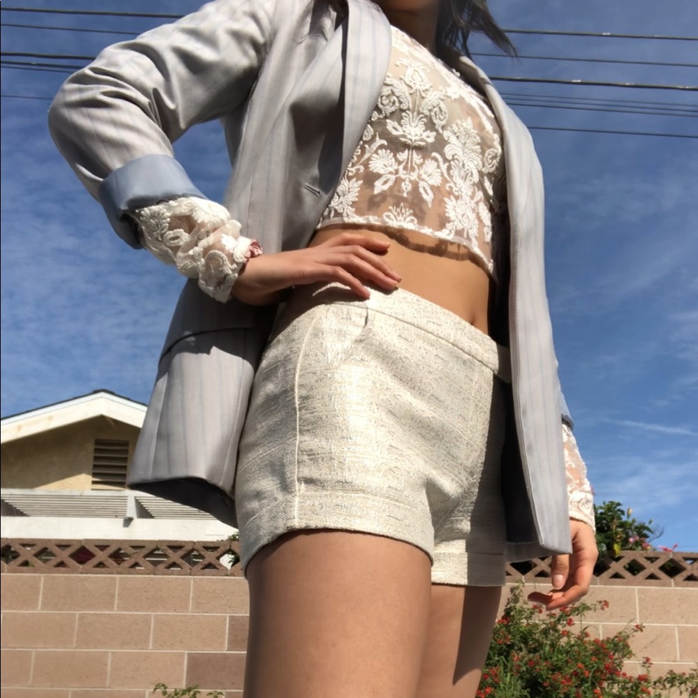 White Shorts with Metallic Details
